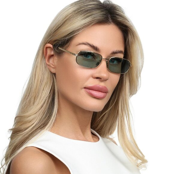 Gucci Women Sunglasses Gold Green Rectangle GG1457S 005 BRAND NEW main image 6